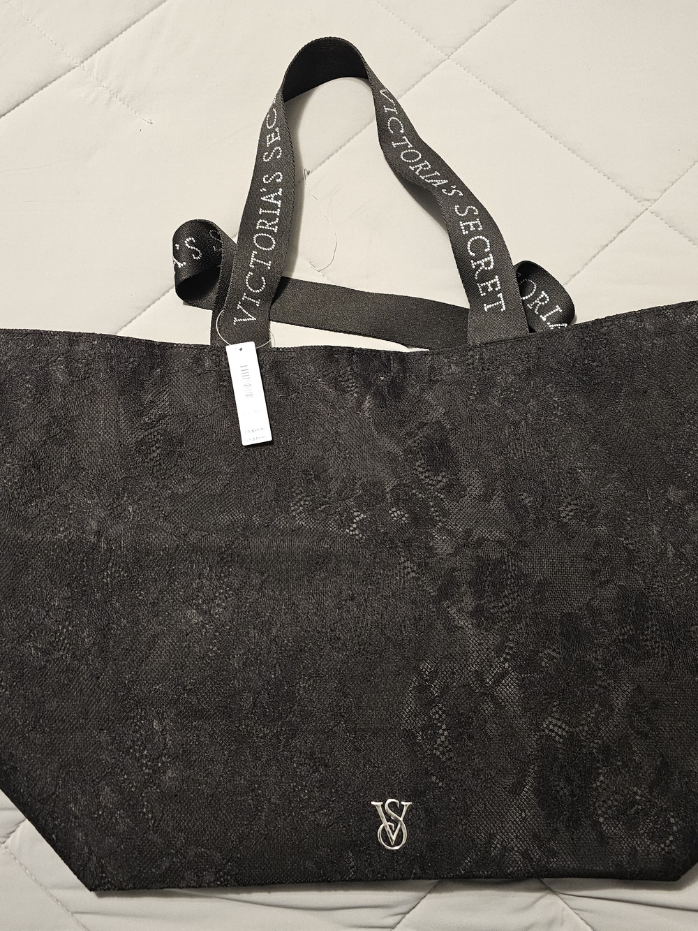 Victoria's Secret Black Tote Bag with Logo Strap